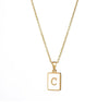 Vintage Style Letter Square Stainless Steel Plating Inlay Shell 18k Gold Plated Pendant Necklace