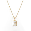 Vintage Style Letter Square Stainless Steel Plating Inlay Shell 18k Gold Plated Pendant Necklace