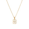 Vintage Style Letter Square Stainless Steel Plating Inlay Shell 18k Gold Plated Pendant Necklace