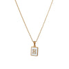 Vintage Style Letter Square Stainless Steel Plating Inlay Shell 18k Gold Plated Pendant Necklace