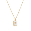 Vintage Style Letter Square Stainless Steel Plating Inlay Shell 18k Gold Plated Pendant Necklace