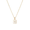 Vintage Style Letter Square Stainless Steel Plating Inlay Shell 18k Gold Plated Pendant Necklace