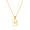 Vintage Style Letter Square Stainless Steel Plating Inlay Shell 18k Gold Plated Pendant Necklace