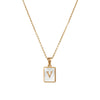 Vintage Style Letter Square Stainless Steel Plating Inlay Shell 18k Gold Plated Pendant Necklace