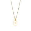 Vintage Style Letter Square Stainless Steel Plating Inlay Shell 18k Gold Plated Pendant Necklace