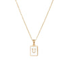 Vintage Style Letter Square Stainless Steel Plating Inlay Shell 18k Gold Plated Pendant Necklace