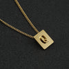 Fashion Letter Square Stainless Steel Pendant Necklace Gold Plated Stainless Steel Necklaces