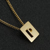 Fashion Letter Square Stainless Steel Pendant Necklace Gold Plated Stainless Steel Necklaces