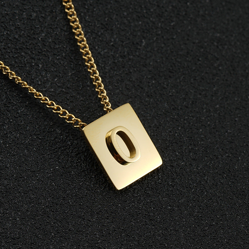 Fashion Letter Square Stainless Steel Pendant Necklace Gold Plated Stainless Steel Necklaces