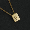 Fashion Letter Square Stainless Steel Pendant Necklace Gold Plated Stainless Steel Necklaces