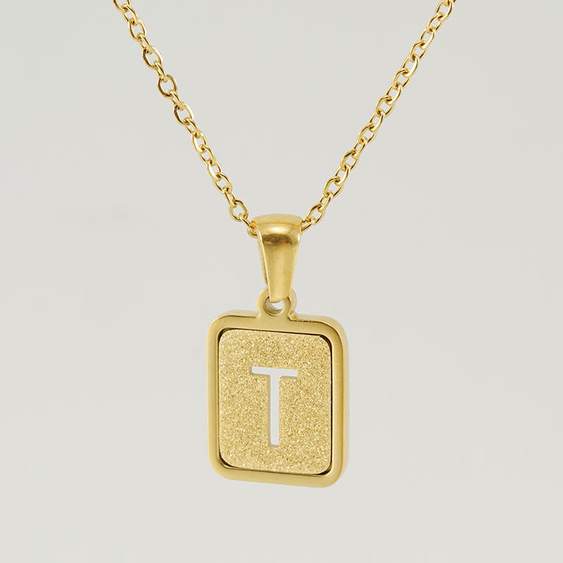 Fashion Letter Square Titanium Steel Necklace Stainless Steel Necklaces