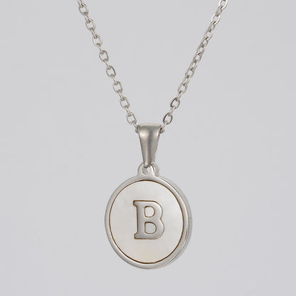 Simple Style Letter Stainless Steel Polishing Plating Shell Pendant Necklace