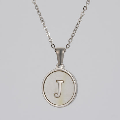 Simple Style Letter Stainless Steel Polishing Plating Shell Pendant Necklace