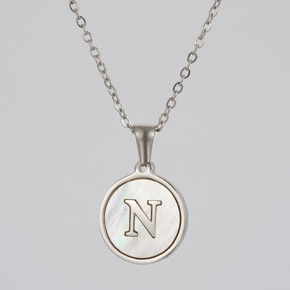 Simple Style Letter Stainless Steel Polishing Plating Shell Pendant Necklace