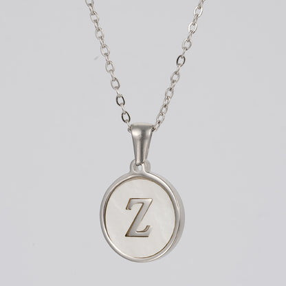 Simple Style Letter Stainless Steel Polishing Plating Shell Pendant Necklace