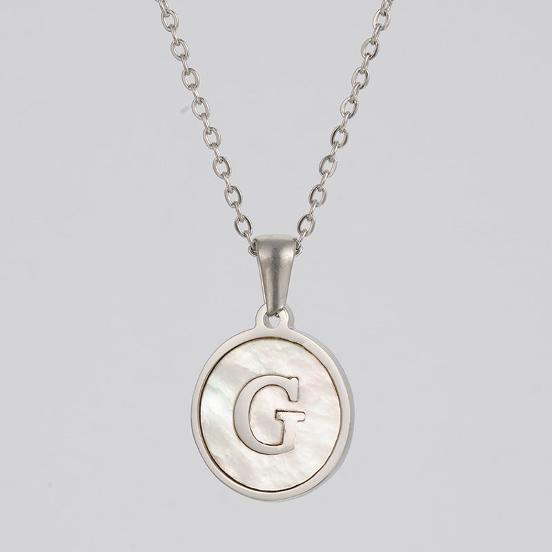 Simple Style Letter Stainless Steel Polishing Plating Shell Pendant Necklace