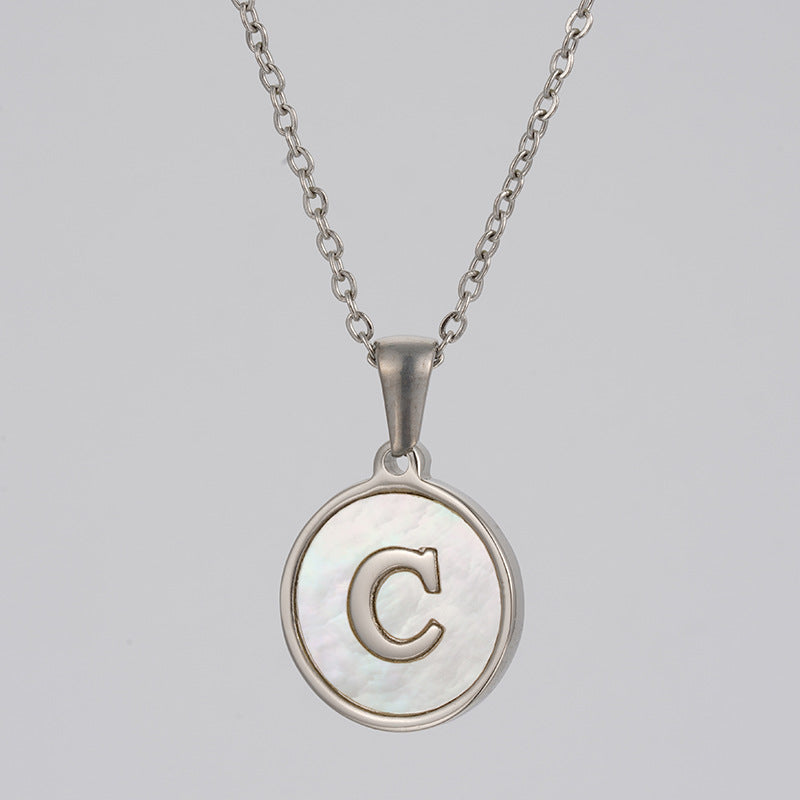 Simple Style Letter Stainless Steel Polishing Plating Shell Pendant Necklace