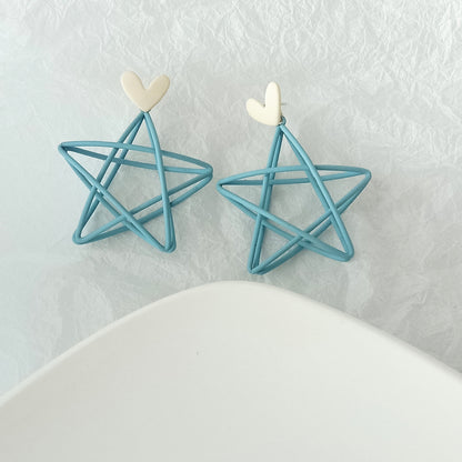 Fashion Pentagram Alloy Drop Earrings