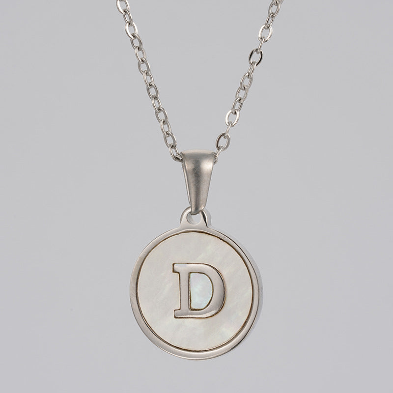 Simple Style Letter Stainless Steel Polishing Plating Shell Pendant Necklace