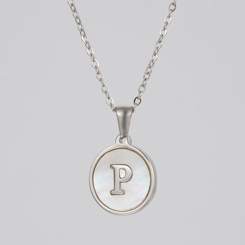 Simple Style Letter Stainless Steel Polishing Plating Shell Pendant Necklace