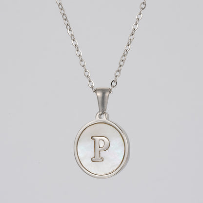 Simple Style Letter Stainless Steel Polishing Plating Shell Pendant Necklace