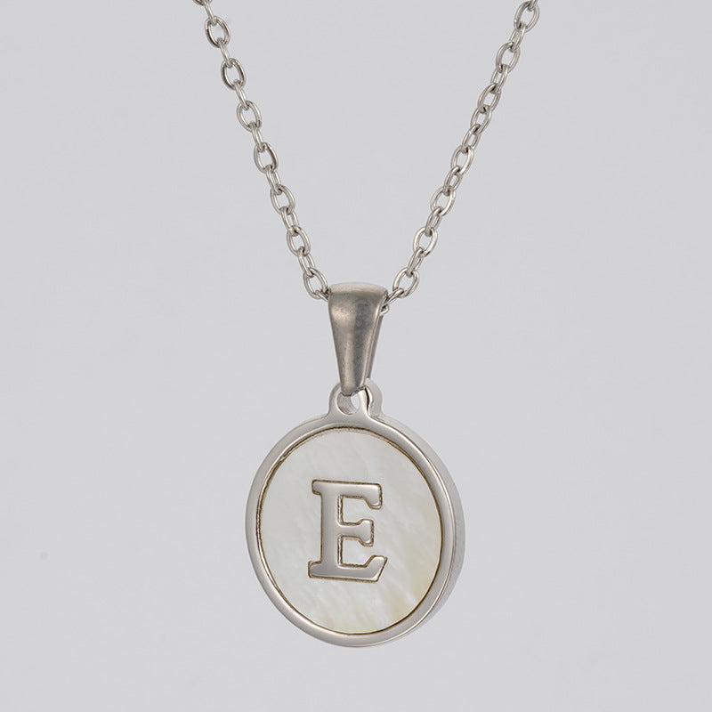 Simple Style Letter Stainless Steel Polishing Plating Shell Pendant Necklace