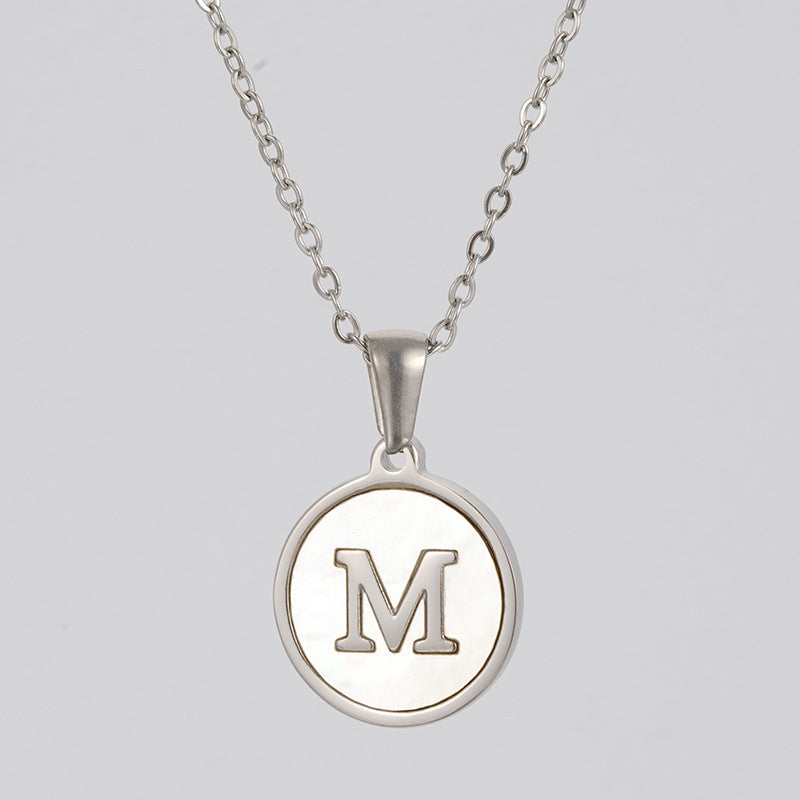 Simple Style Letter Stainless Steel Polishing Plating Shell Pendant Necklace