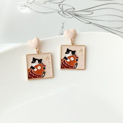 Simple Style Cat Alloy Enamel Drop Earrings 1 Pair