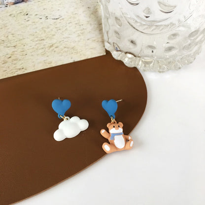 Cute Bear Stoving Varnish Alloy Drop Earrings