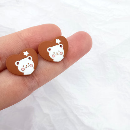 Cute Bear Alloy Stoving Varnish Ear Studs