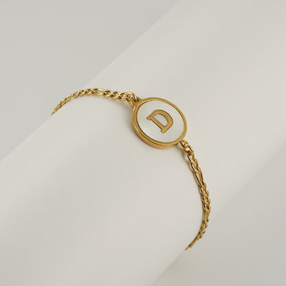 Simple Style Round Letter Stainless Steel Bracelets Gold Plated Shell Stainless Steel Bracelets