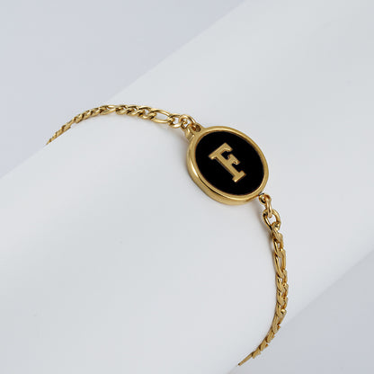 Simple Style Round Letter Stainless Steel Bracelets Gold Plated Shell Stainless Steel Bracelets