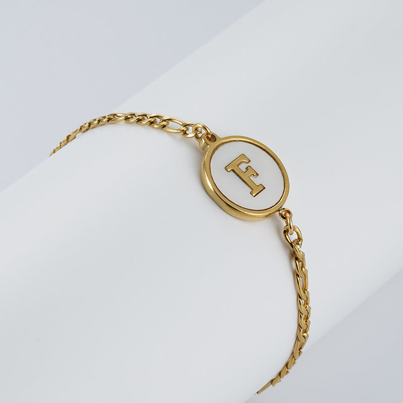 Simple Style Letter Stainless Steel Bracelets Gold Plated Shell Stainless Steel Bracelets