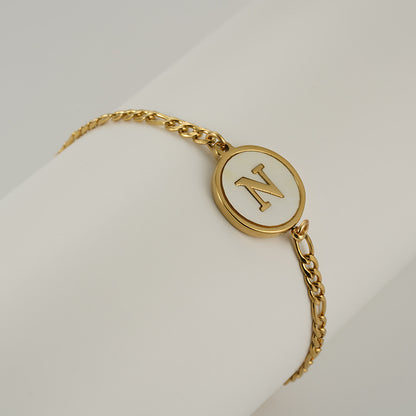 Simple Style Letter Stainless Steel Bracelets Gold Plated Shell Stainless Steel Bracelets