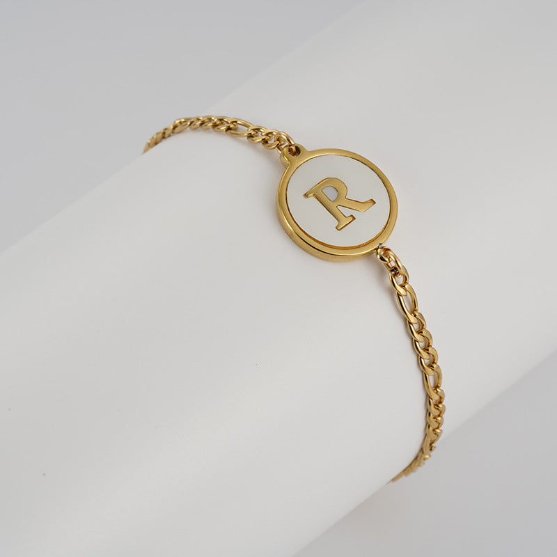 Simple Style Letter Stainless Steel Bracelets Gold Plated Shell Stainless Steel Bracelets