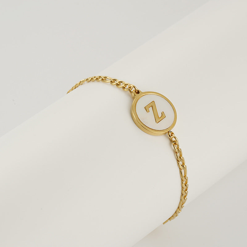 Simple Style Letter Stainless Steel Bracelets Gold Plated Shell Stainless Steel Bracelets