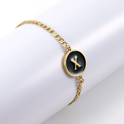 Simple Style Letter Stainless Steel Bracelets Gold Plated Shell Stainless Steel Bracelets