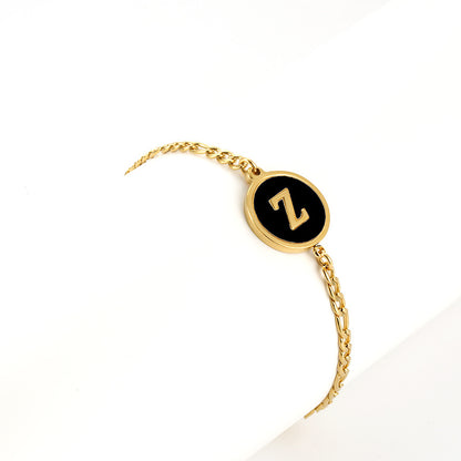 Simple Style Round Letter Stainless Steel Bracelets Gold Plated Shell Stainless Steel Bracelets