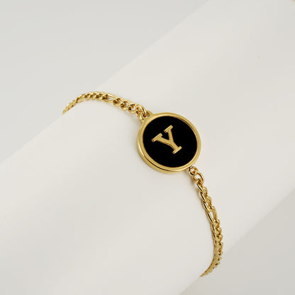 Simple Style Letter Stainless Steel Bracelets Gold Plated Shell Stainless Steel Bracelets