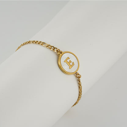 Simple Style Round Letter Stainless Steel Bracelets Gold Plated Shell Stainless Steel Bracelets