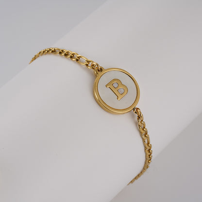 Simple Style Round Letter Stainless Steel Bracelets Gold Plated Shell Stainless Steel Bracelets