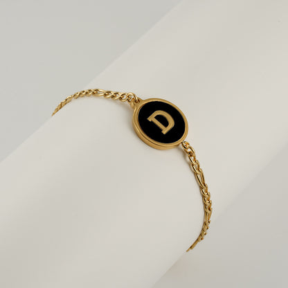 Simple Style Round Letter Stainless Steel Bracelets Gold Plated Shell Stainless Steel Bracelets