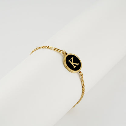 Simple Style Round Letter Stainless Steel Bracelets Gold Plated Shell Stainless Steel Bracelets