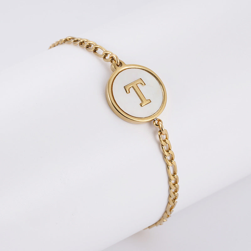 Simple Style Letter Stainless Steel Bracelets Gold Plated Shell Stainless Steel Bracelets