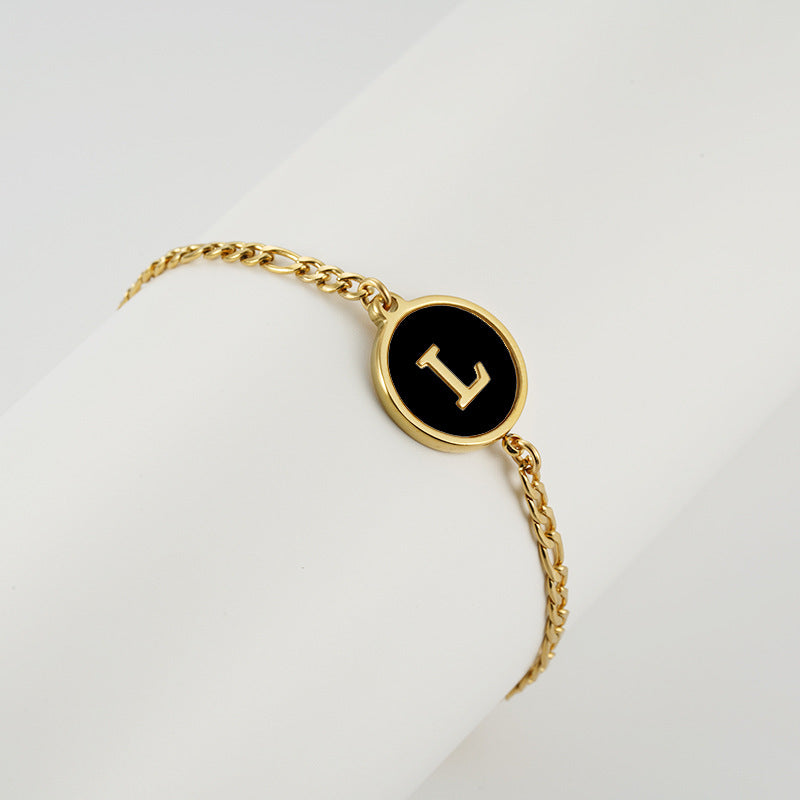 Simple Style Round Letter Stainless Steel Bracelets Gold Plated Shell Stainless Steel Bracelets