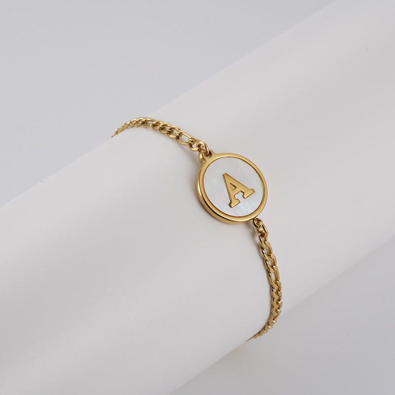 Simple Style Letter Stainless Steel Bracelets Gold Plated Shell Stainless Steel Bracelets