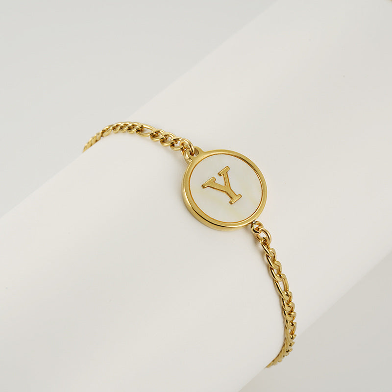 Simple Style Letter Stainless Steel Bracelets Gold Plated Shell Stainless Steel Bracelets