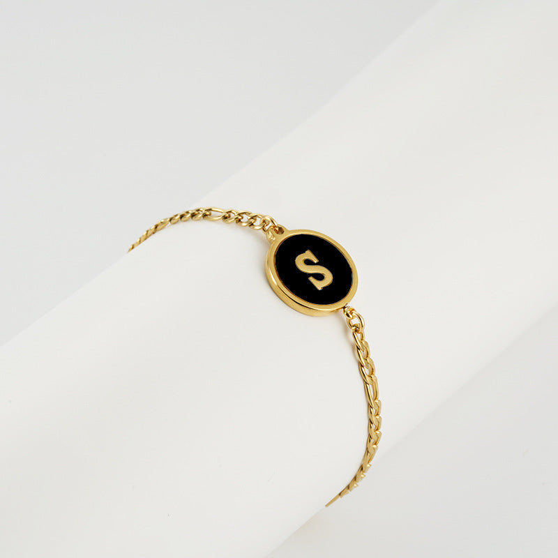 Simple Style Letter Stainless Steel Bracelets Gold Plated Shell Stainless Steel Bracelets