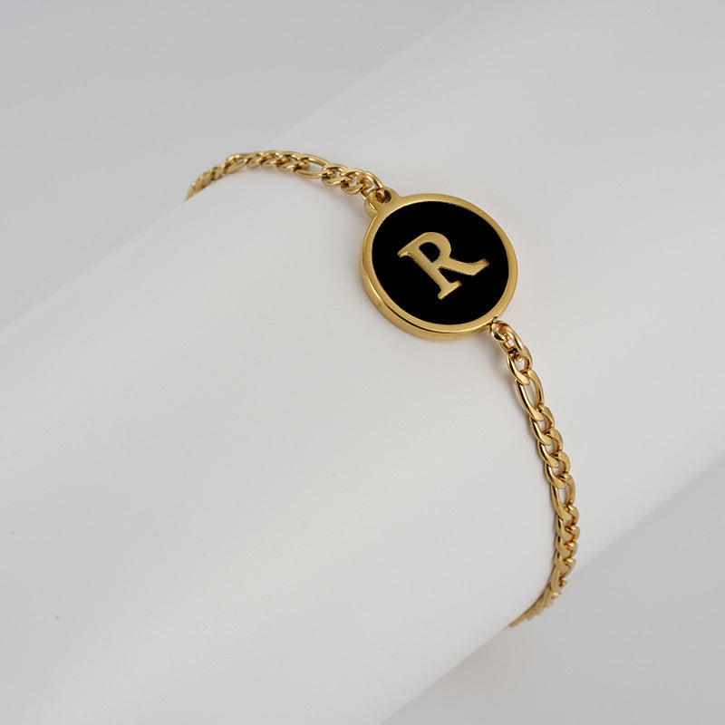 Simple Style Letter Stainless Steel Bracelets Gold Plated Shell Stainless Steel Bracelets