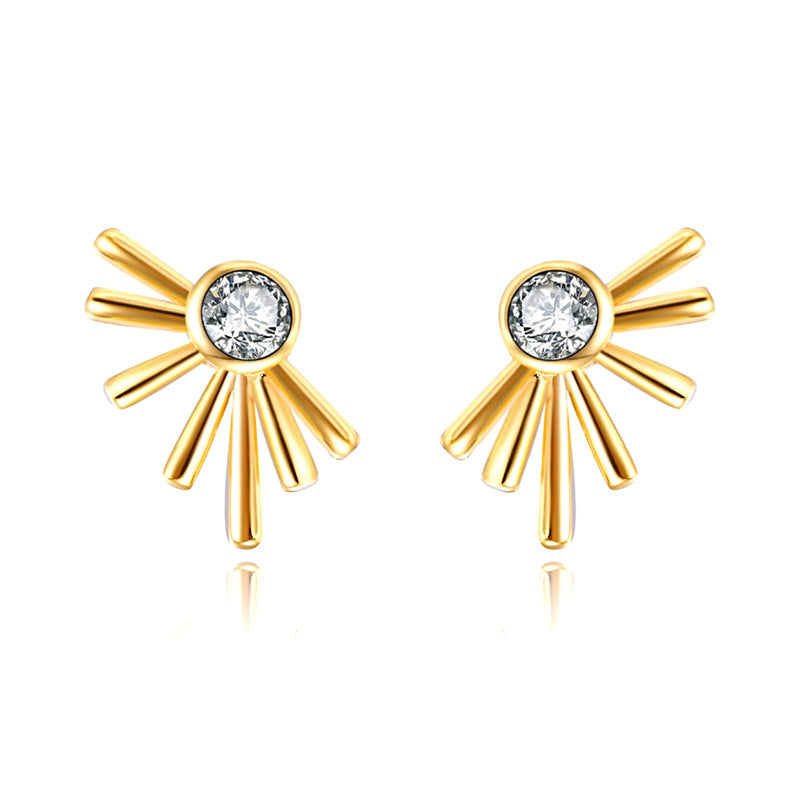 Simple Style Geometric Eye Copper Ear Studs Gold Plated Zircon Copper Earrings